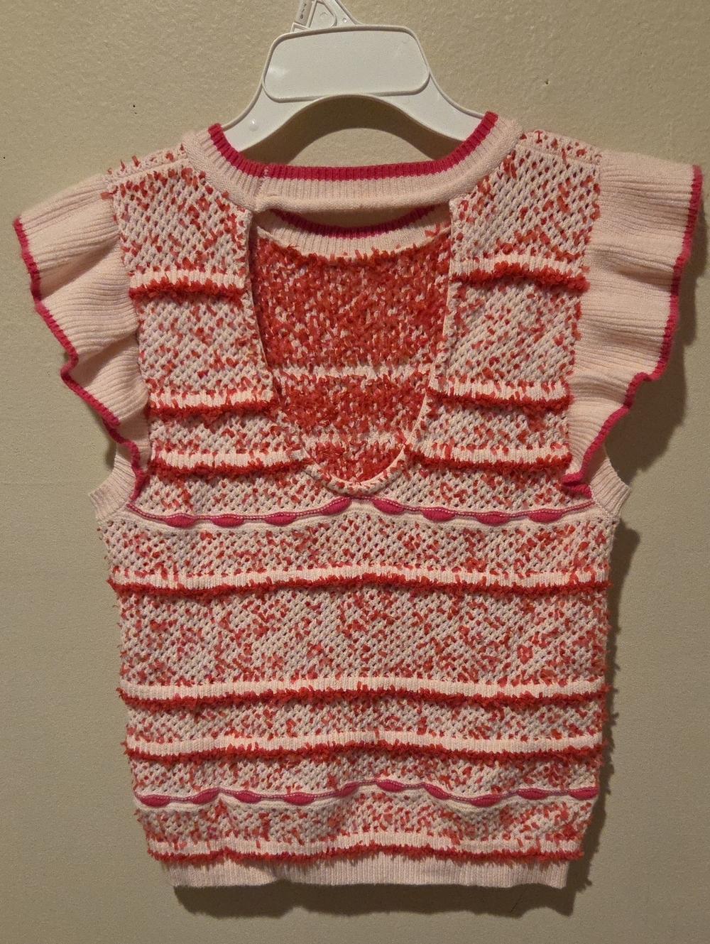 ❤️ THML FLUTTER SLEEVE TEXTURED STRIPE KNIT SWEATER TOP, SMALL - Picture 9 of 11